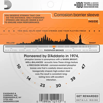 Струни D'Addario EJ15 Phosphor Bronze Extra Light 10-47