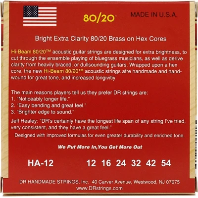 Струни DR HA-12 Hi-Beam Acoustic 80/20 Bronze Light 12-54