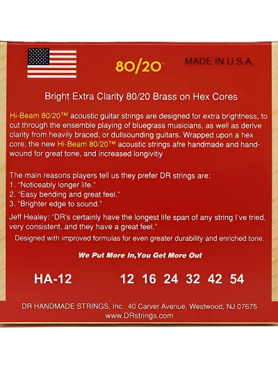 Струни DR HA-12 Hi-Beam Acoustic 80/20 Bronze Light 12-54