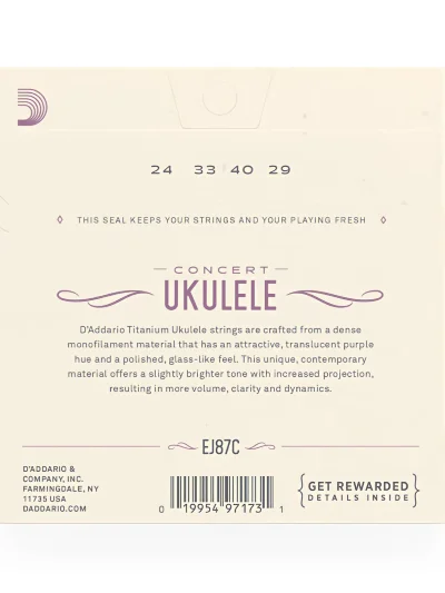 Струни D'Addario EJ87C Titanium Ukulele Concert