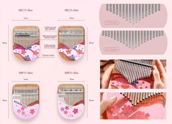 Калимба Hluru KBP17 Pink Sakura + кейс Калимба Hluru KBP17 Pink Sakura + кейс