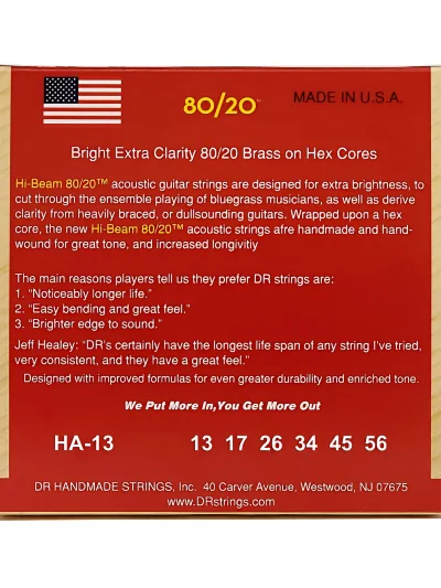 Струни DR HA-13 Hi-Beam Acoustic 80/20 Bronze Medium 13-56