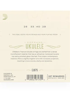 D'Addario EJ87S Titanium Ukulele Soprano