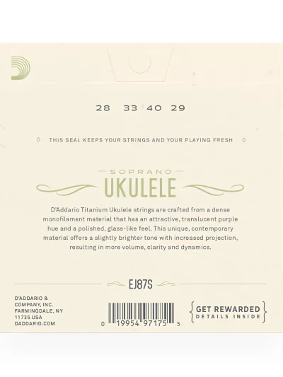 Струни D'Addario EJ87S Titanium Ukulele Soprano