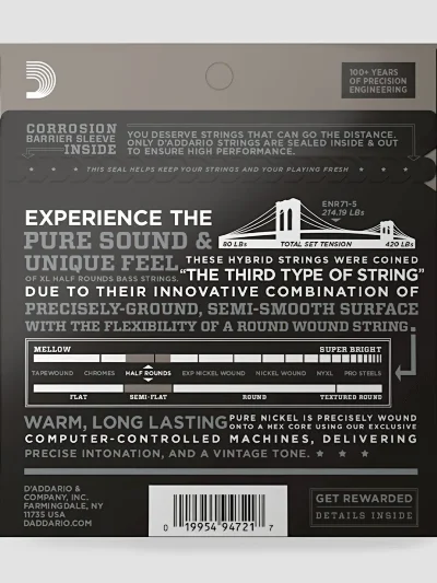 Струни D'Addario ENR71-5 XL Nickel Half Rounds Bass 5 45-130