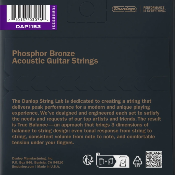 Dunlop DAP1152 Phosphor Bronze Acoustic Guitar Strings 11-52