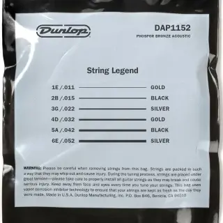 Dunlop DAP1152 Phosphor Bronze Acoustic Guitar Strings 11-52