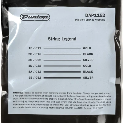 Струни Dunlop DAP1152 Phosphor Bronze Acoustic Guitar Strings 11-52