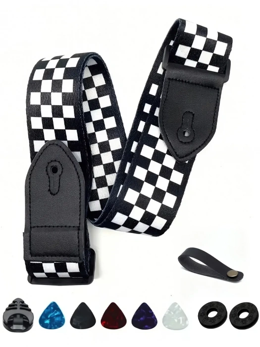 Ремінь для гітари Ремінь для гітари Набір для гітаріста ремінь і аксесуари - Chessboard