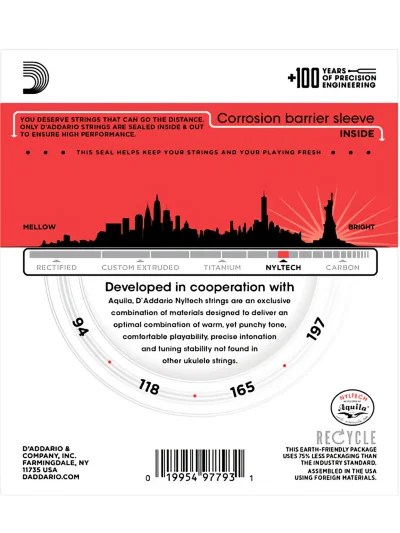 Струни D'Addario EJ88UB Nyltech Ukulele Bass