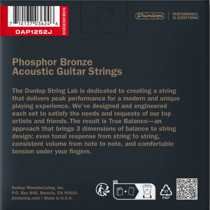 Dunlop DAP1252J Phosphor Bronze Acoustic Guitar Strings 12-String 12-52