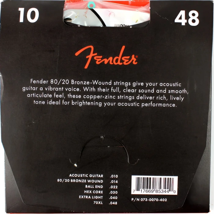 Fender 70XL 80/20 Bronze Acoustic String 10/48