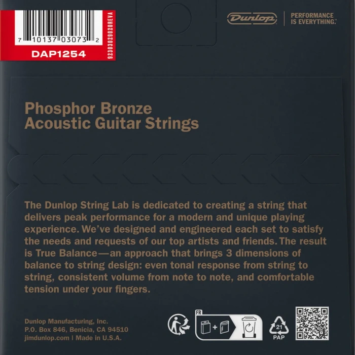 Dunlop DAP1254 Phosphor Bronze Acoustic Guitar Strings 12-54