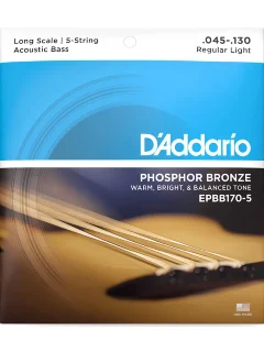 D'Addario EPBB170-5 ACoustic Bass Phosphor Bronze Light 5-String (45-130)