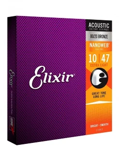 Elixir 11002 Nanoweb 80/20 Bronze Extra Light 10/47 (AC NW EL)