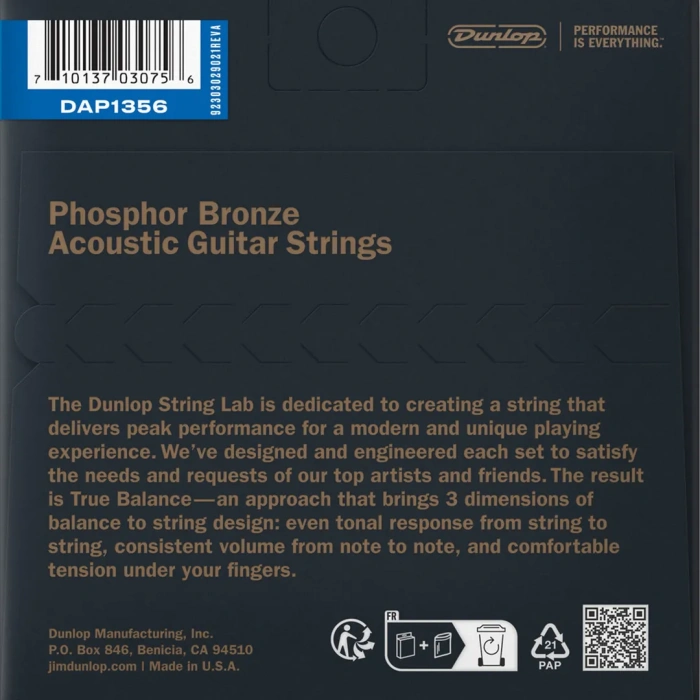 Dunlop DAP1356 Phoshor Bronze Acoustic Guitar Strings 13-56