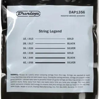 Dunlop DAP1356 Phoshor Bronze Acoustic Guitar Strings 13-56