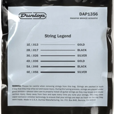 Струни Dunlop DAP1356 Phoshor Bronze Acoustic Guitar Strings 13-56