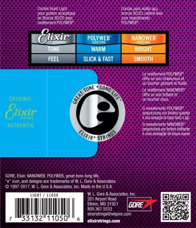 Струни Elixir 11050 Polyweb 80/20 Bronze Light 12/53 (AC PW L)