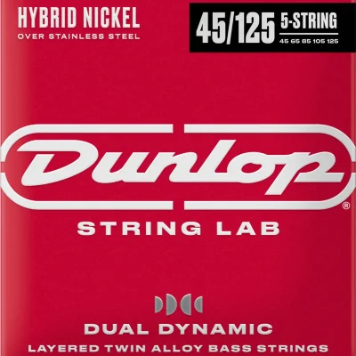Струни Dunlop DBHYN45125 Dual Dynamic Layered Twin Alloy Hybrid Wound Nickel Bass Strings 45-125 | 5-String