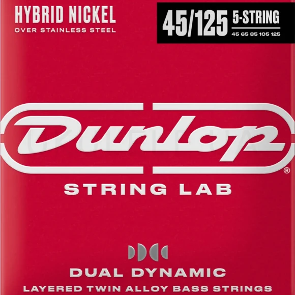 Струны Dunlop DBHYN45125 Dual Dynamic Layered Twin Alloy Hybrid Wound Nickel Bass Strings 45-125 | 5-String