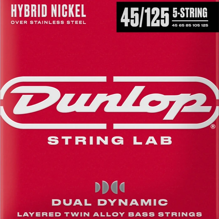 Струни Струни Dunlop DBHYN45125 Dual Dynamic Layered Twin Alloy Hybrid Wound Nickel Bass Strings 45-125 | 5-String