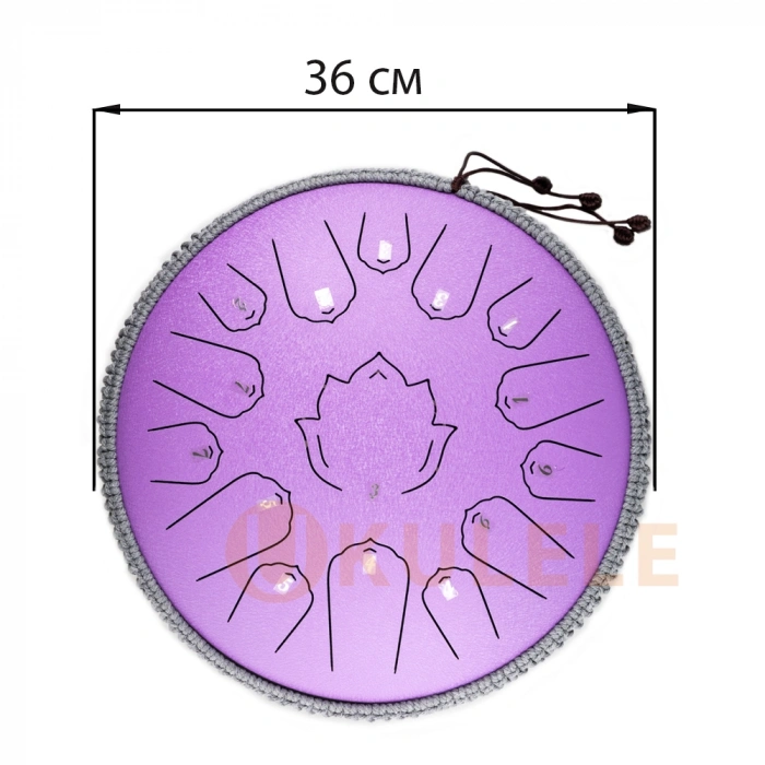 Глюкофон Глюкофон Hluru Huashu TWH15-14 Lavender 14" (36см) 15 нот Lotus Tongue Drum Carbon Steel