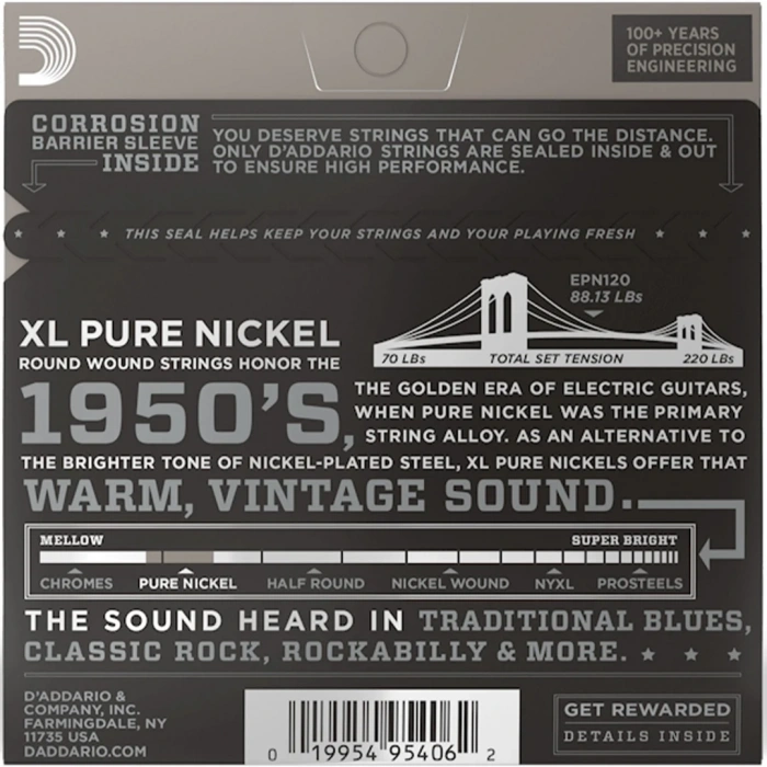 D'Addario EPN120 XL Pure Nickel Super Light 09-41