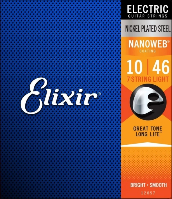 Струни Струни Elixir 12057 Nanoweb Nickel Plated Steel 7-String Light 10/56 (EL NW L 7)