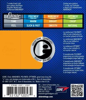 Elixir 12057 Nanoweb Nickel Plated Steel 7-String Light 10/56 (EL NW L 7)