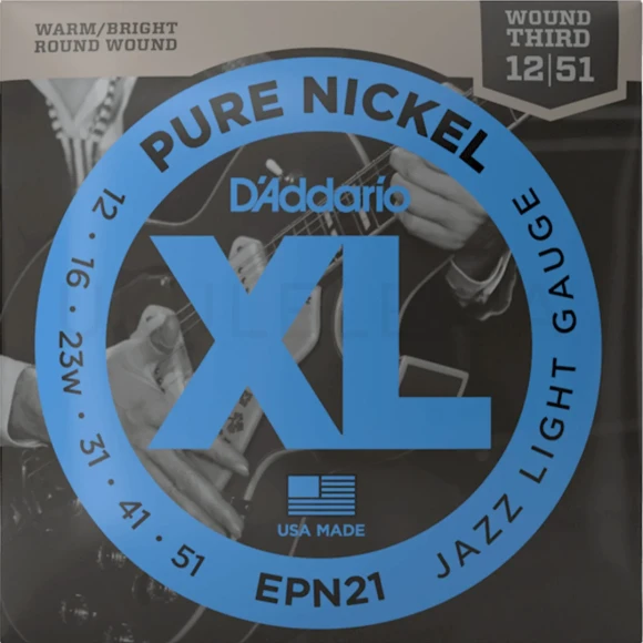 Струны D'Addario EPN21 XL Pure Nickel Jazz Light 12-51