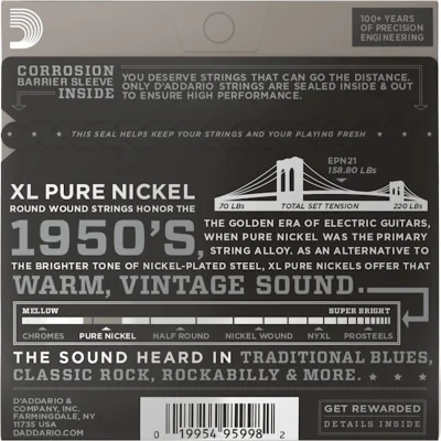 Струни D'Addario EPN21 XL Pure Nickel Jazz Light 12-51