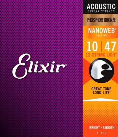 Струны Elixir 16152 Nanoweb Phosphor Bronze 12-String Light 10/47 (PB NW 12 L) - УЦЕНКА