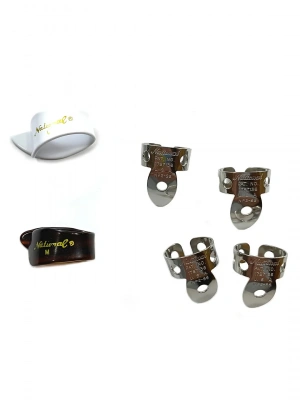 D'Addario National Pick Variety Pack - Finger and Thumb Picks 6 Pack Stainless Steel