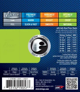 Elixir 19057 Optiweb Nickel Plated Steel 7-String Light 10/56 (EL OW L 7)
