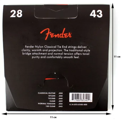 Струни Fender 100 Nylon Acoustic Strings Tie End 28-43