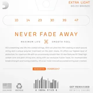 D'Addario XSABR1047 XS 80/20 Bronze Extra Light 10-47