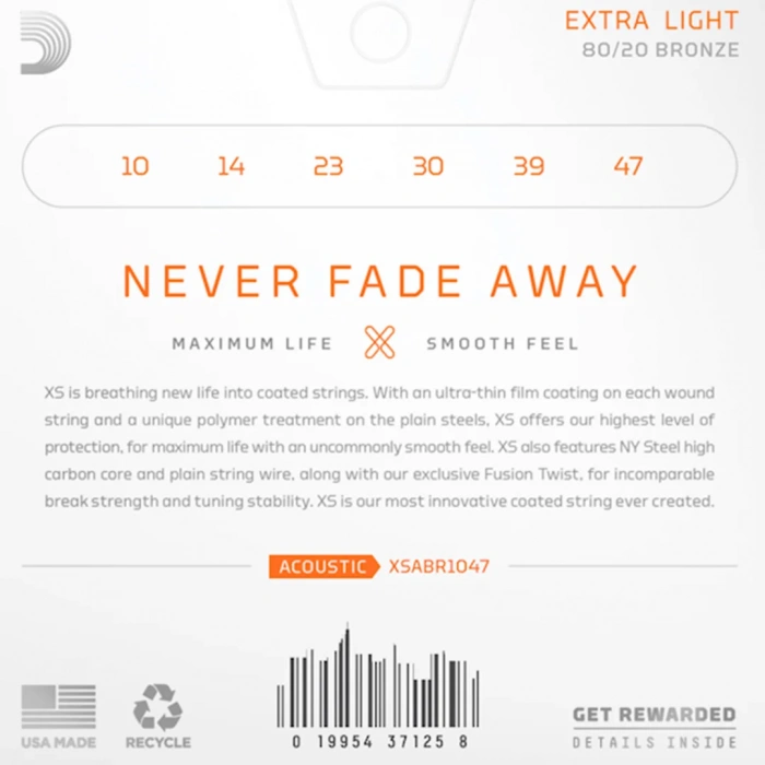 D'Addario XSABR1047 XS 80/20 Bronze Extra Light 10-47