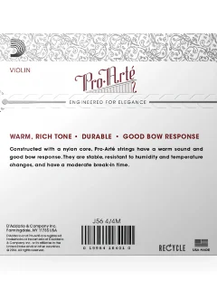 D'Addario J56 4/4M Pro-Arté Violin String Set 4/4 Scale Medium Tension