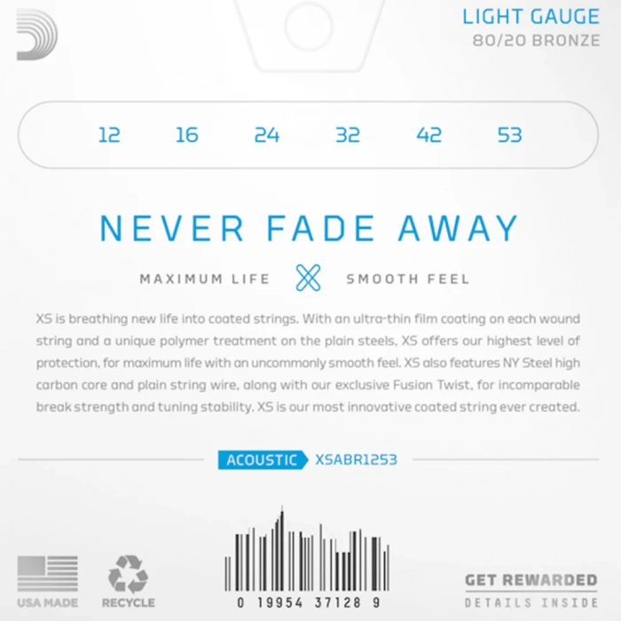 D'Addario XSABR1253 XS 80/20 Bronze Light 12-53