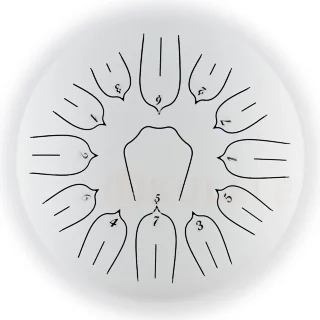 Hluru Huashu TSL13-12 White Tongue Drum (13notes 12") Carbon Steel