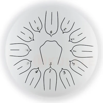 Глюкофон Hluru Huashu TSL13-12 White Tongue Drum (13notes 12") Carbon Steel