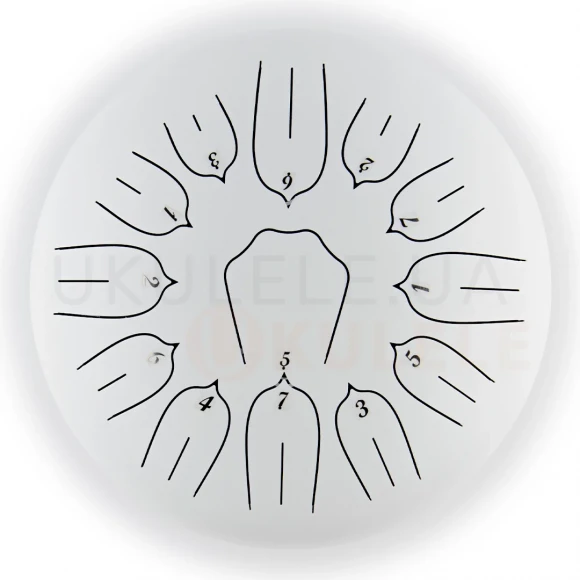 Глюкофон Hluru Huashu TSL13-12 White Tongue Drum (13notes 12") Carbon Steel