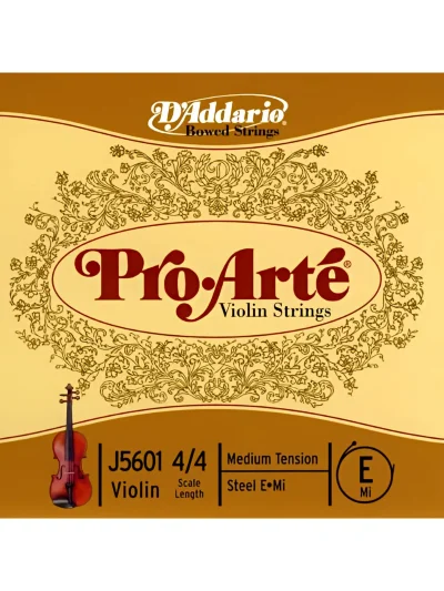 Струни для скрипки D'Addario J5601 4/4M Pro-Arté Violin Single E String 4/4 Scale Medium Tension