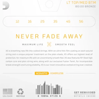 D'Addario XSABR1256 XS 80/20 Bronze Light Top / Medium Bottom 12-56