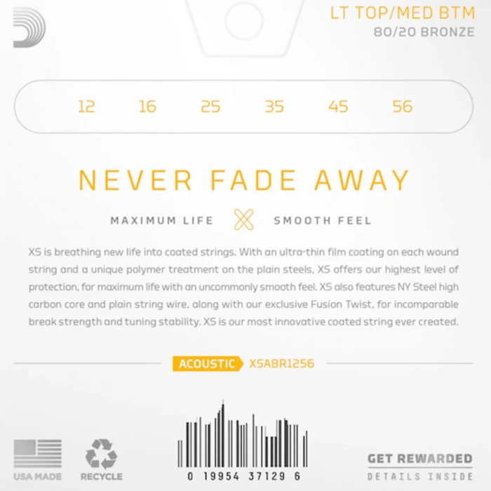 D'Addario XSABR1256 XS 80/20 Bronze Light Top / Medium Bottom 12-56