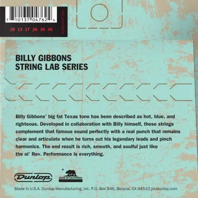 Струни Dunlop RWN1046 String Lab Series Billy Gibbons Guitar String 10-46