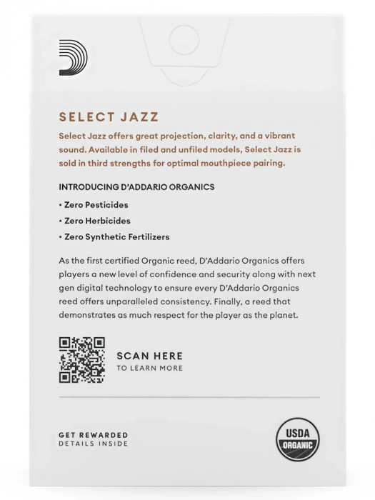 D'Addario ORRS10ASX3H Organic Select Jazz Alto Sax Unfiled 3H - 10 Pack