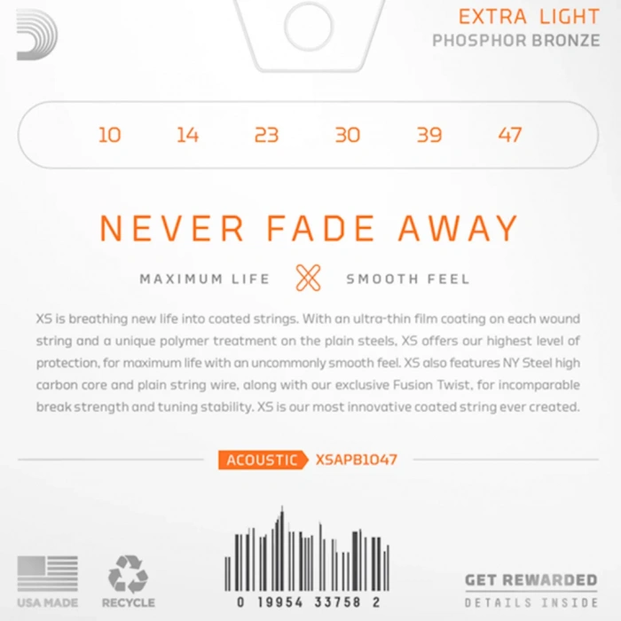 Струни Струни D'Addario XSAPB1047 XS Phosphor Bronze Extra Light 10-47