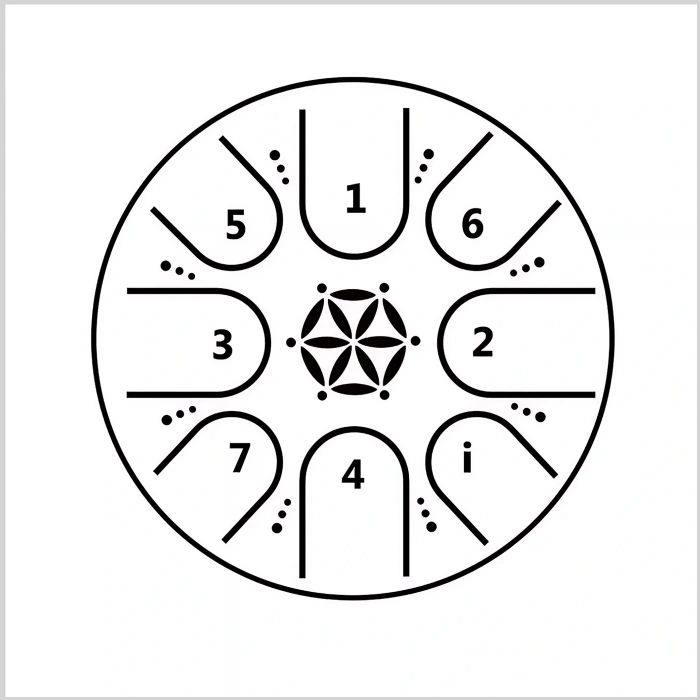 Глюкофон Глюкофон Hluru TCT8-5 Kiwi 5" (13см) 8 нот Tongue Drum Titanium Steel